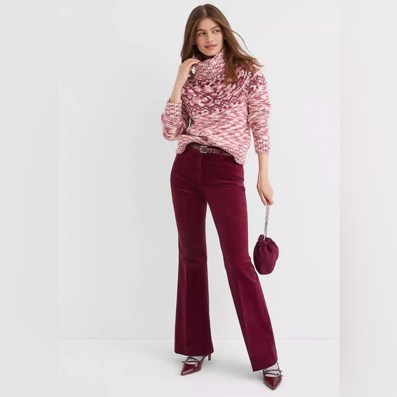 NWT LOFT Burgundy and Cream Cowl Neck Sweater - Picture 2 of 9